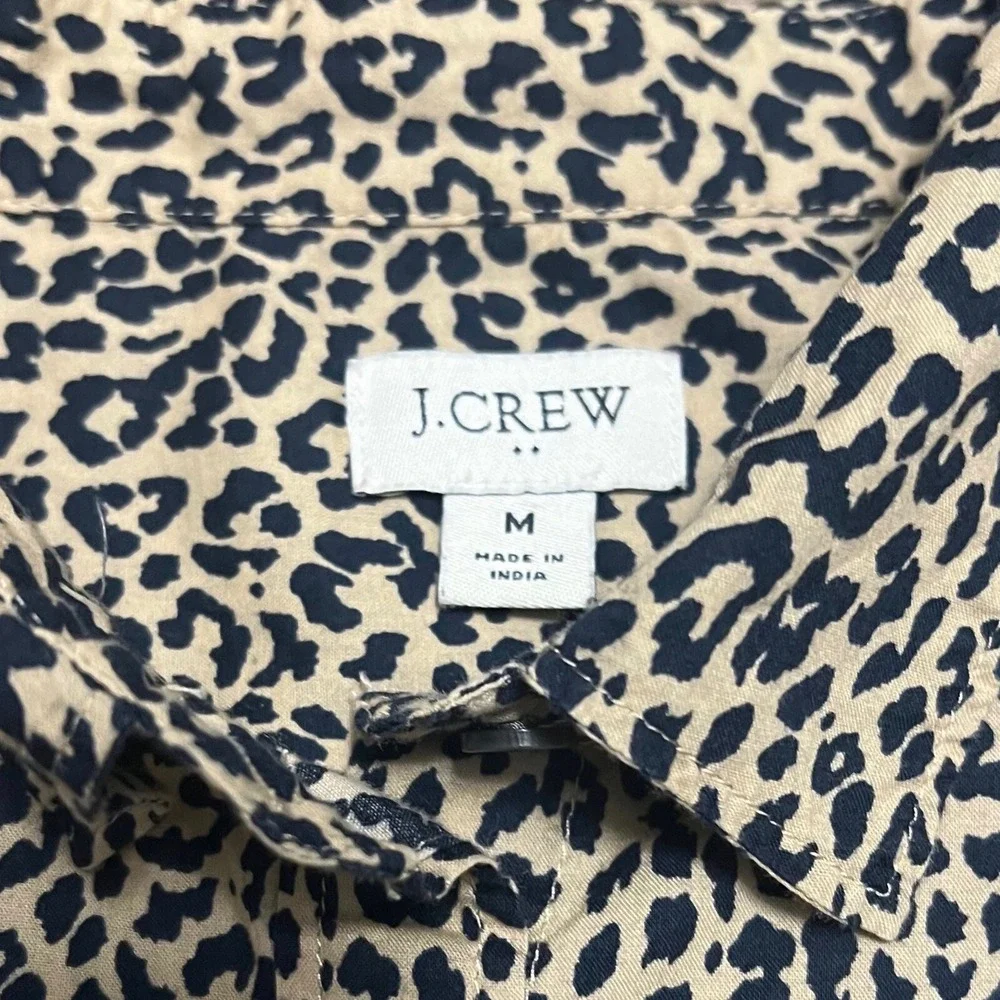 J. Crew Cotton Shirt in Signature Fit Button Down Blouse Leopard Size Medium